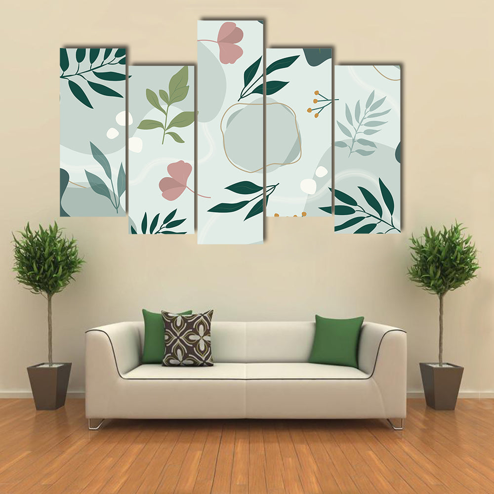 Hand-drawn Botanical Shapes and Doodles Canvas Wall Art