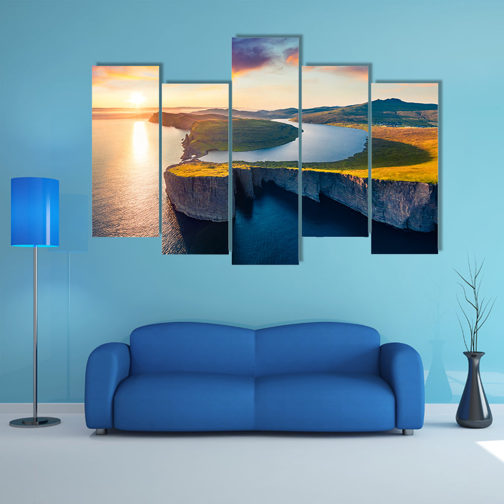 Sorvagsvatn Lake In Vagar Faroe Islands Canvas Wall Art