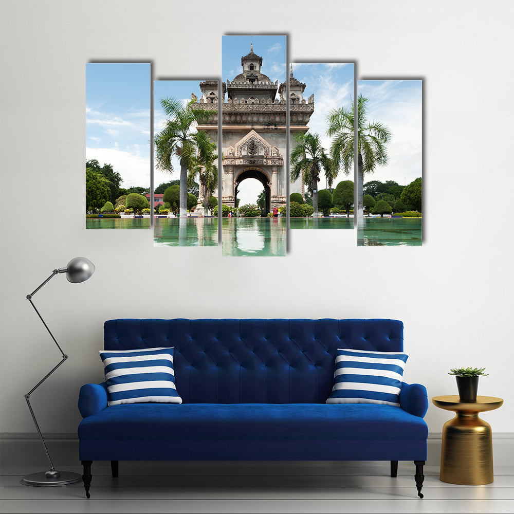 Patuxai In Vientiane Canvas Wall Art