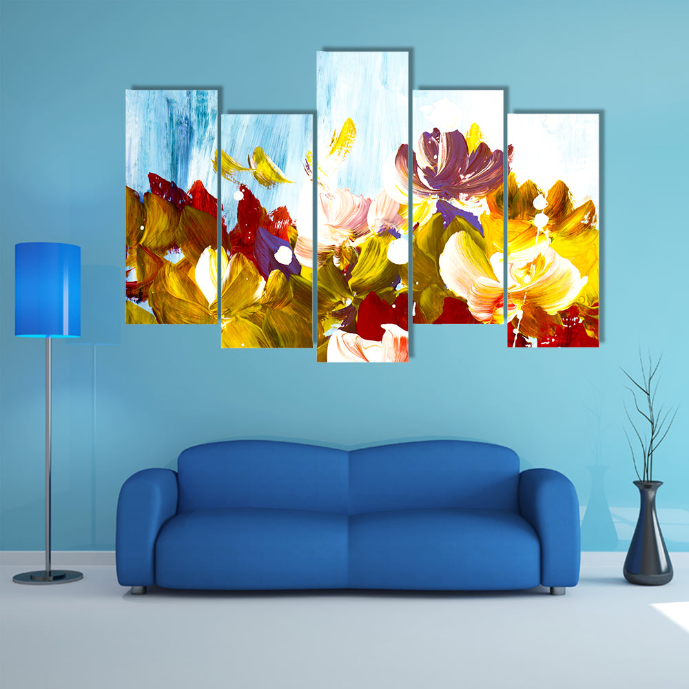 Colorful Abstract Flowers Canvas Wall Art