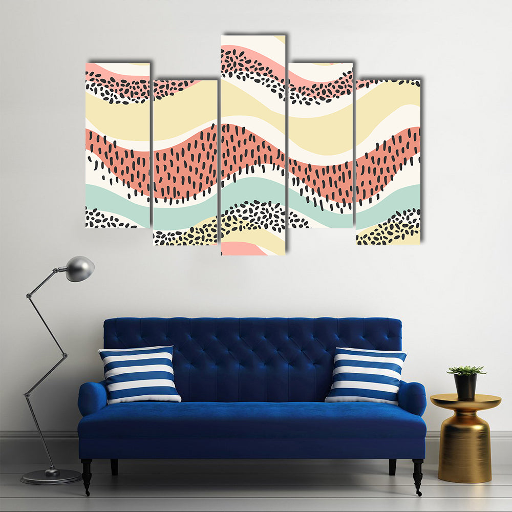 Layered Wavy Bands with Seed Dots Canvas Wall Art