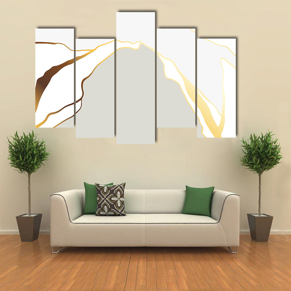 Minimal Marble Peak with Gold Accents Canvas Wall Art
