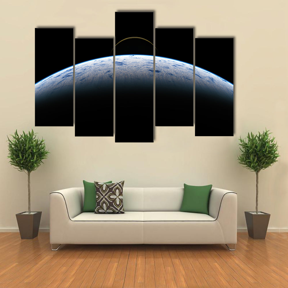 Earth &amp; Moon From Space Canvas Wall Art