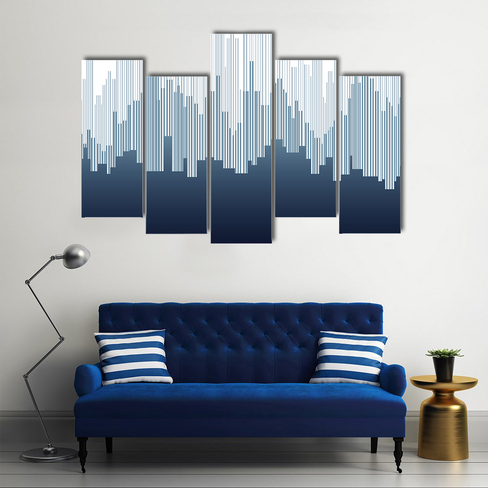 Minimalist City Skyline in Navy and White Canvas Wall Art