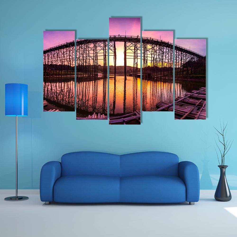 Mon Bridge At Sunset Canvas Wall Art