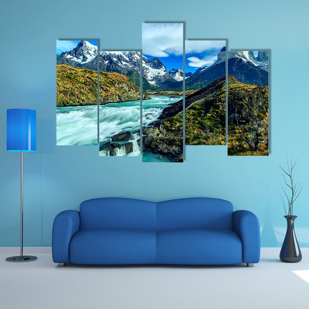 Luxury River Mountain Canvas Wall Art