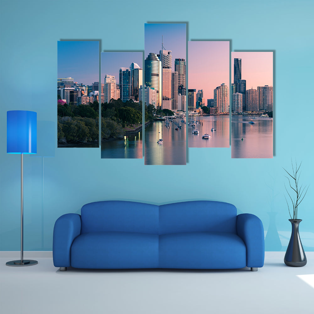 Brisbane Downtown At Sunrise Canvas Wall Art
