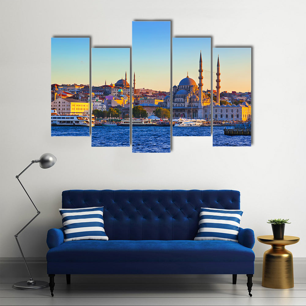 Istanbul Cityscape At Sunset Canvas Wall Art