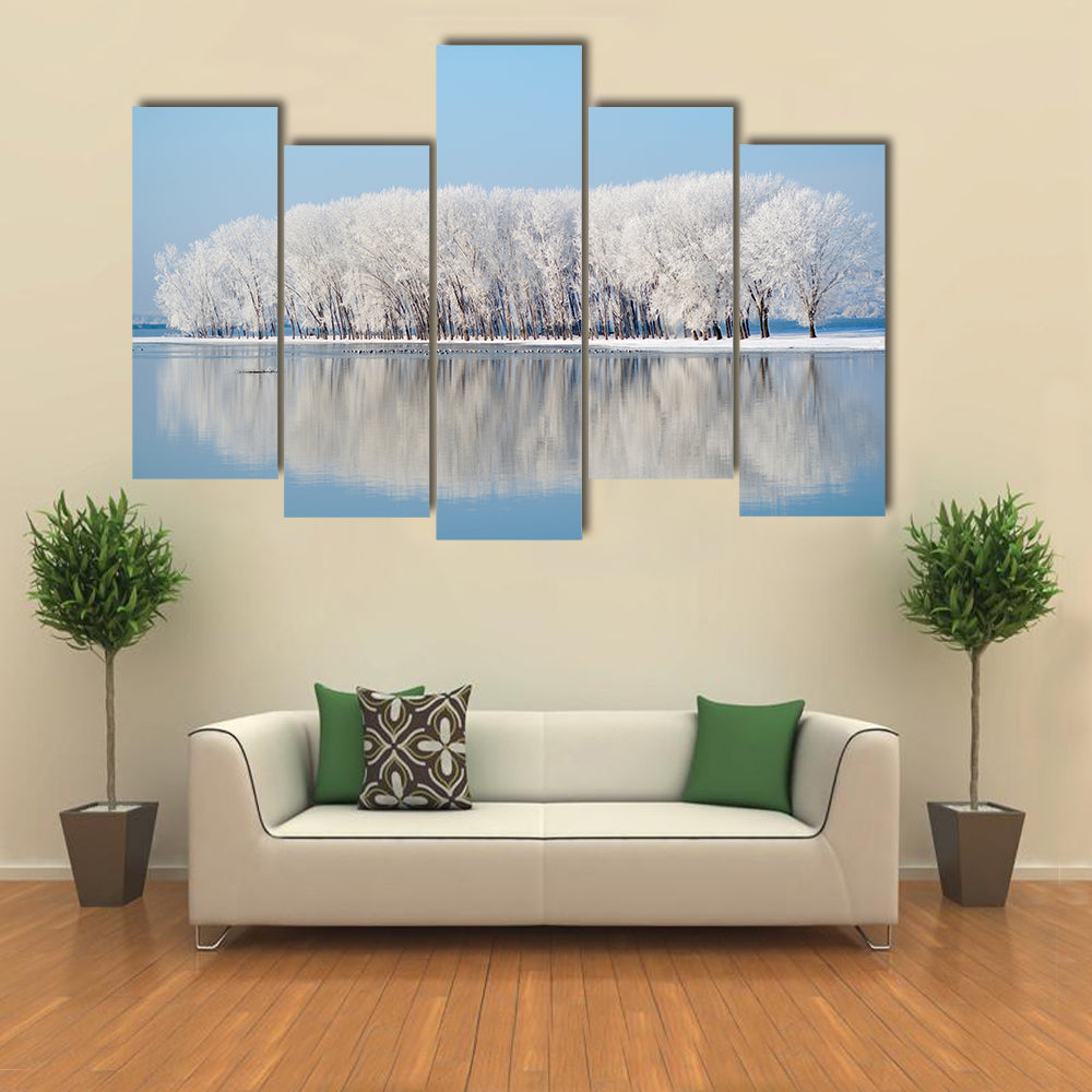 Clear Blue Winter Landscape Canvas Wall Art