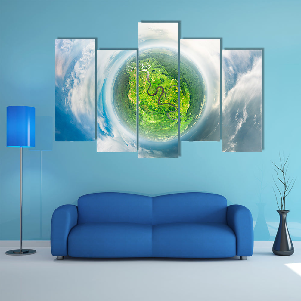 Small Planet Concept From Space Canvas Wall Art