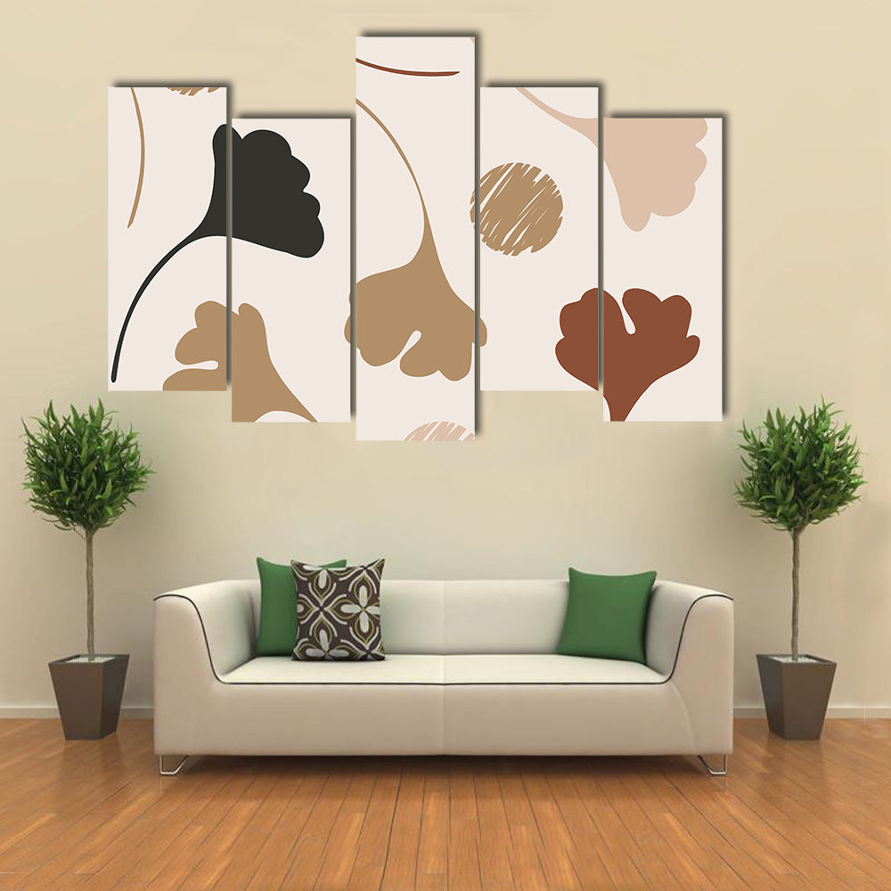 Natural Ginkgo Leaf Silhouettes Canvas Wall Art