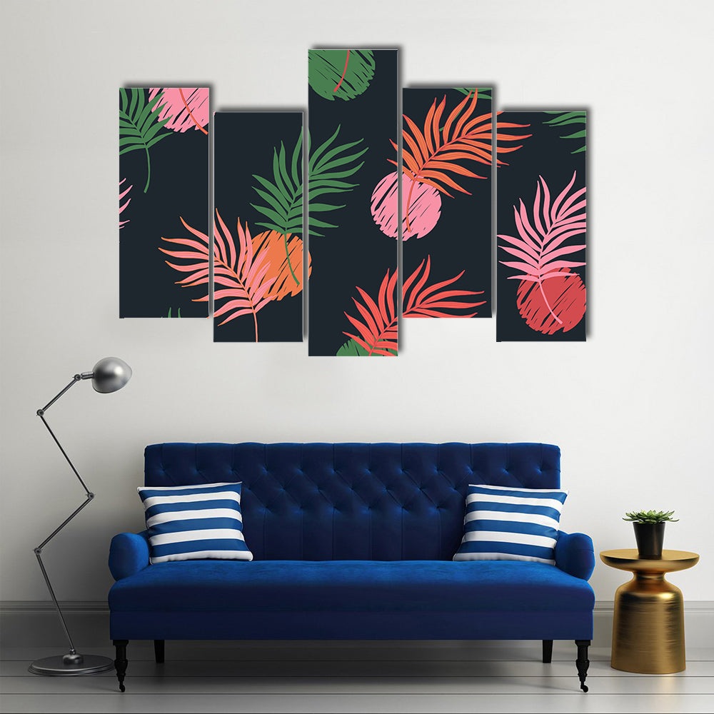 Palm Leaf Seamless Pattern Canvas Wall Art