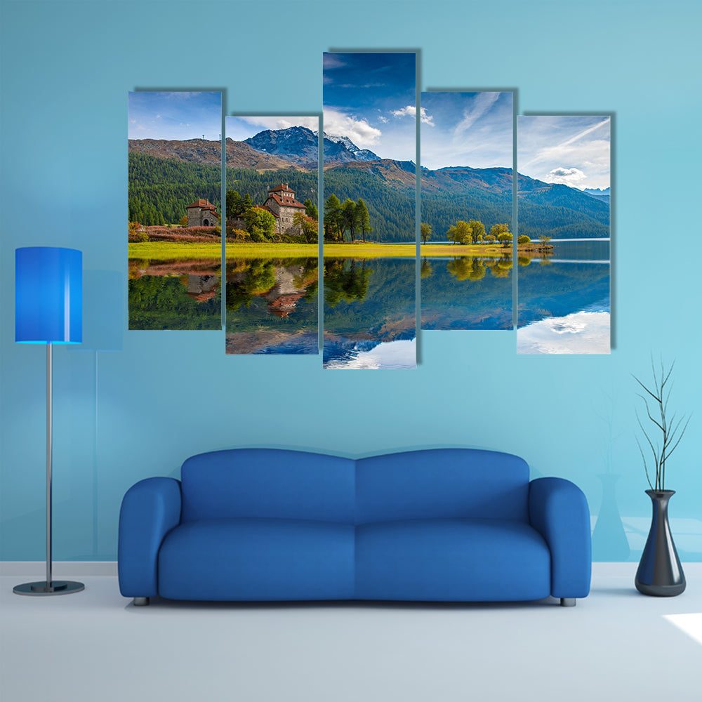 Da Sass Castle on Lake Silvaplana Canvas Wall Art
