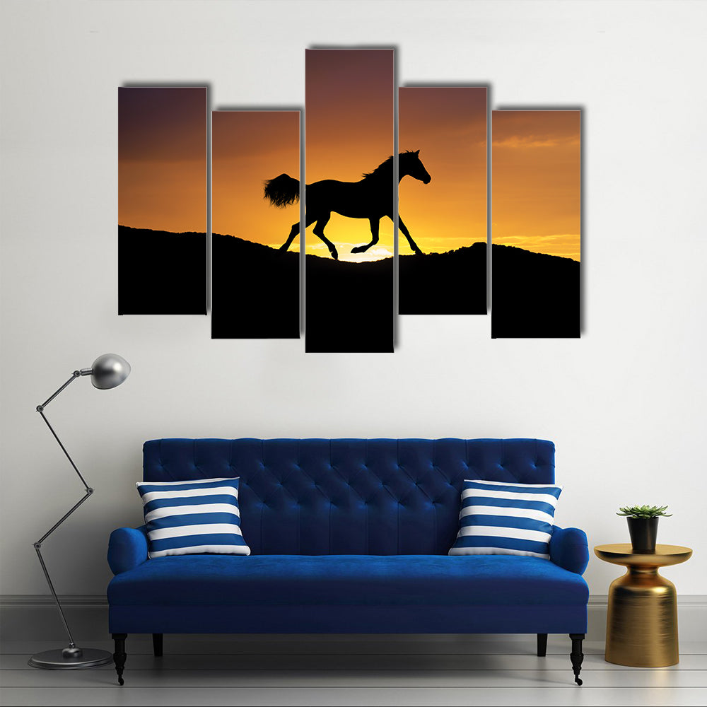 Running Horse Silhouette Canvas Wall Art