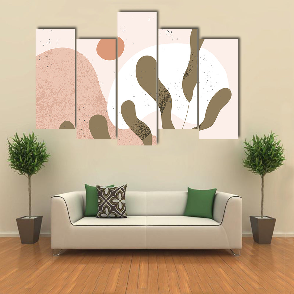 Geometric Leaf Shapes Canvas Wall Art