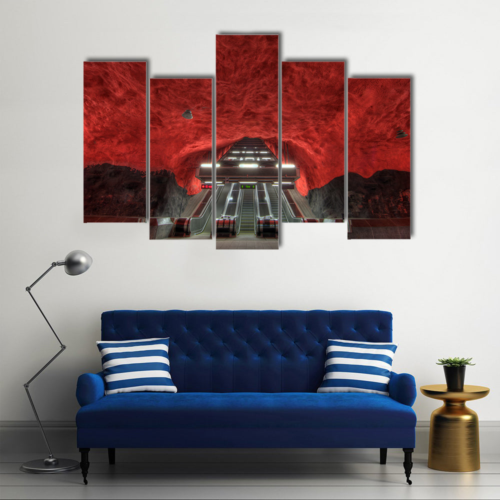 Stockholm Metro Station Interior Canvas Wall Art