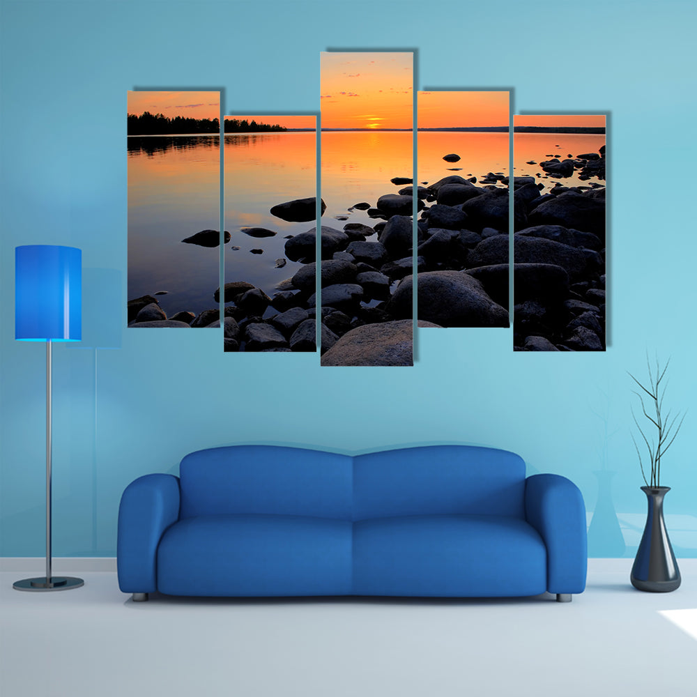 Beach At Sunset In Sweden Canvas Wall Art