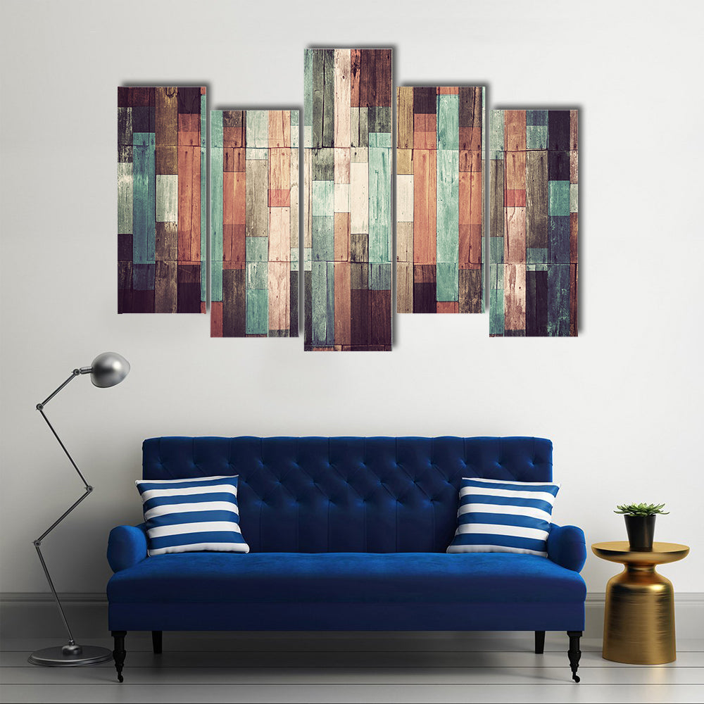 Distressed Reclaimed Wood Plank Pattern Canvas Wall Art