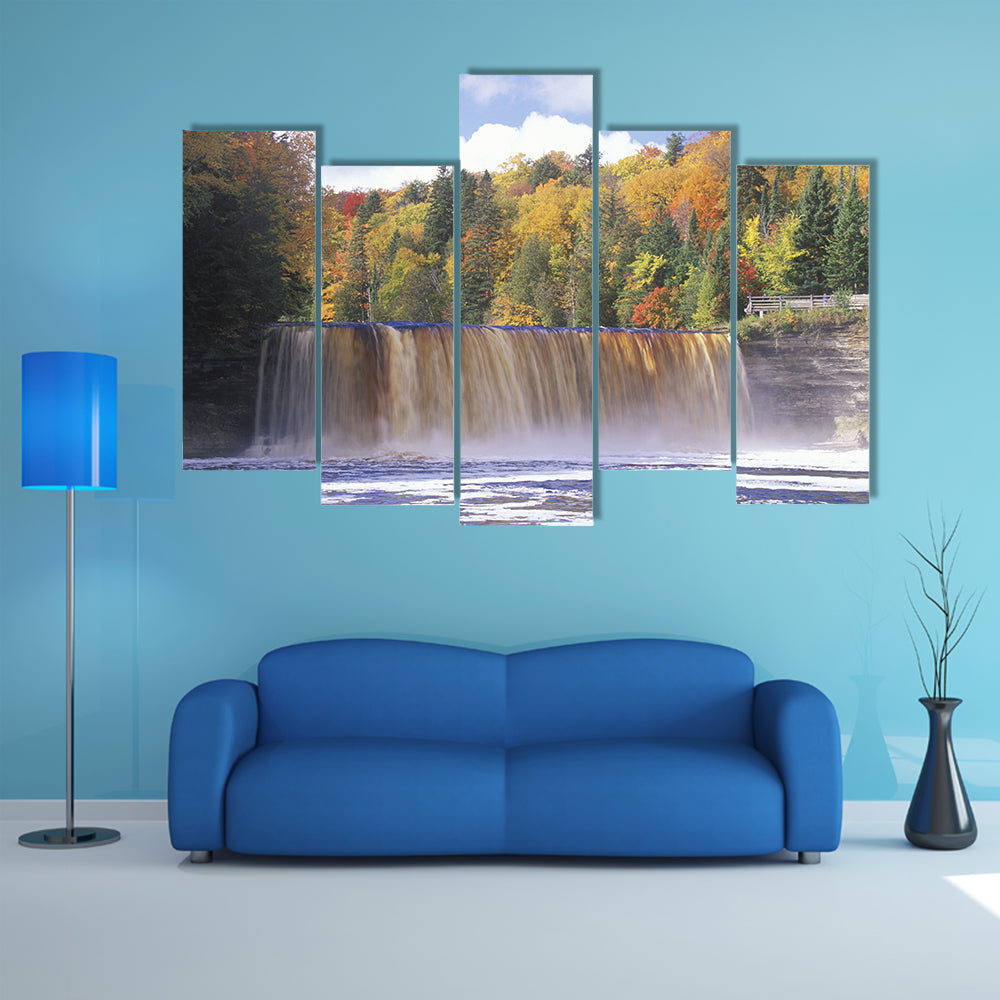 Autumn Waterfall in Michigan Canvas Wall Art