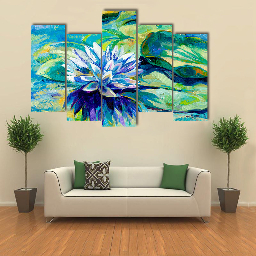 Water Lily Pond Painting Canvas Wall Art
