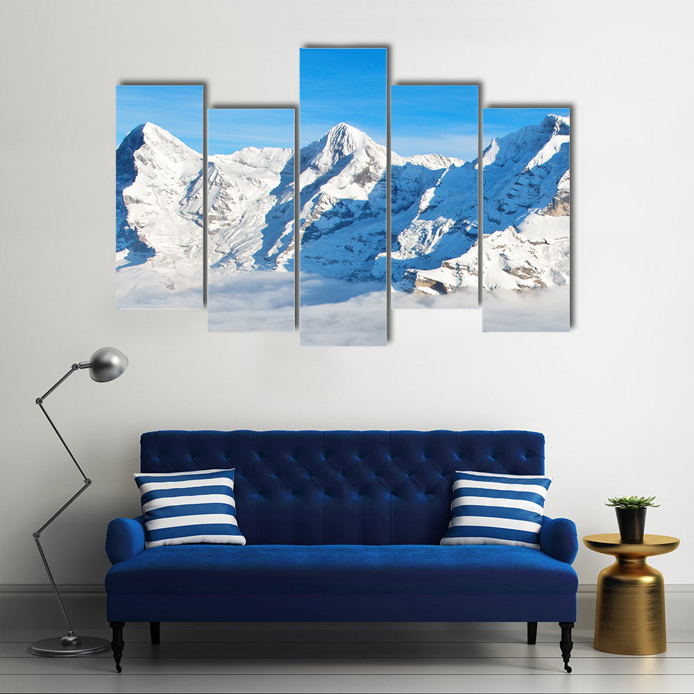 Swiss Alps In Winter Canvas Wall Art