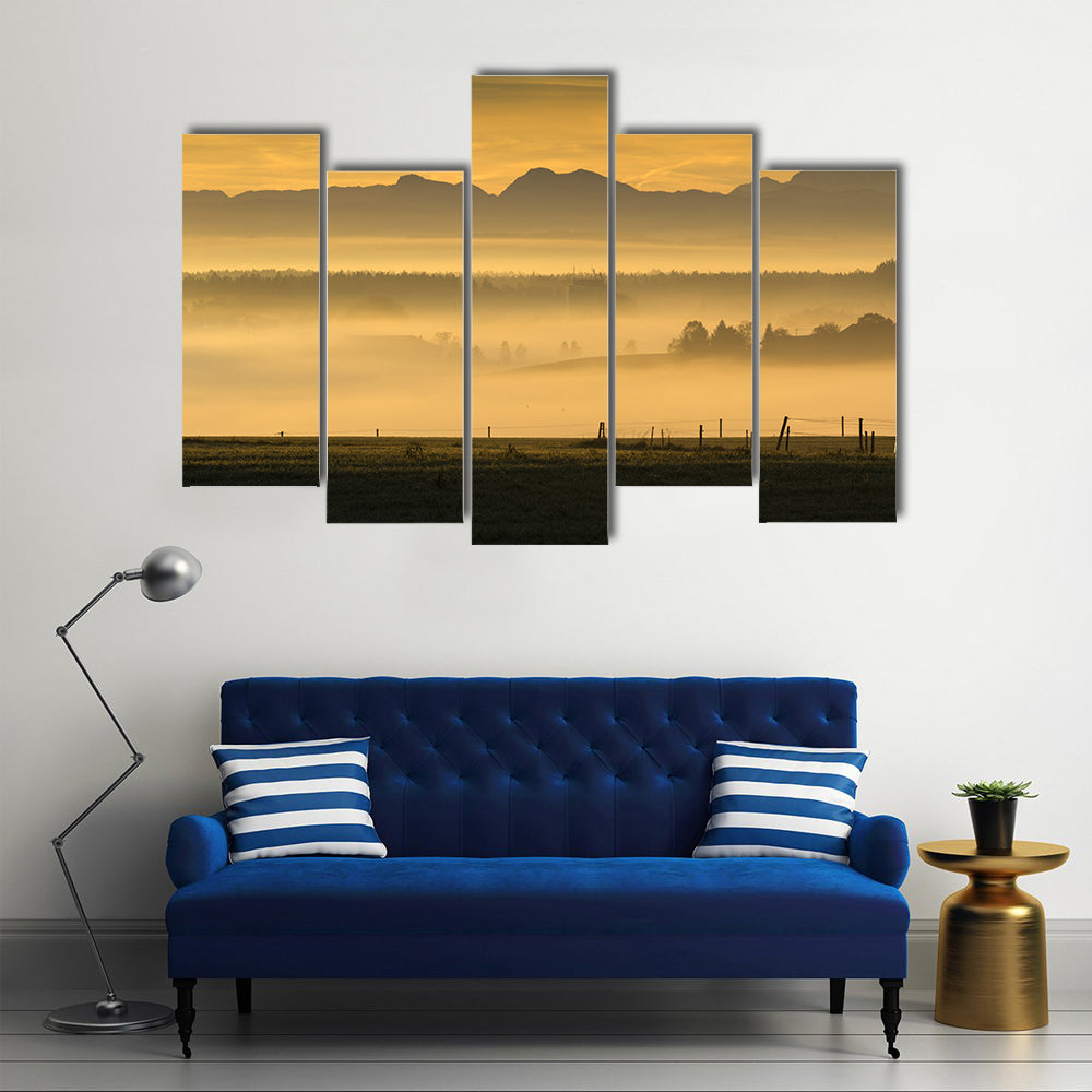 Sunrise Over The Alps In Bavaria Germany Canvas Wall Art