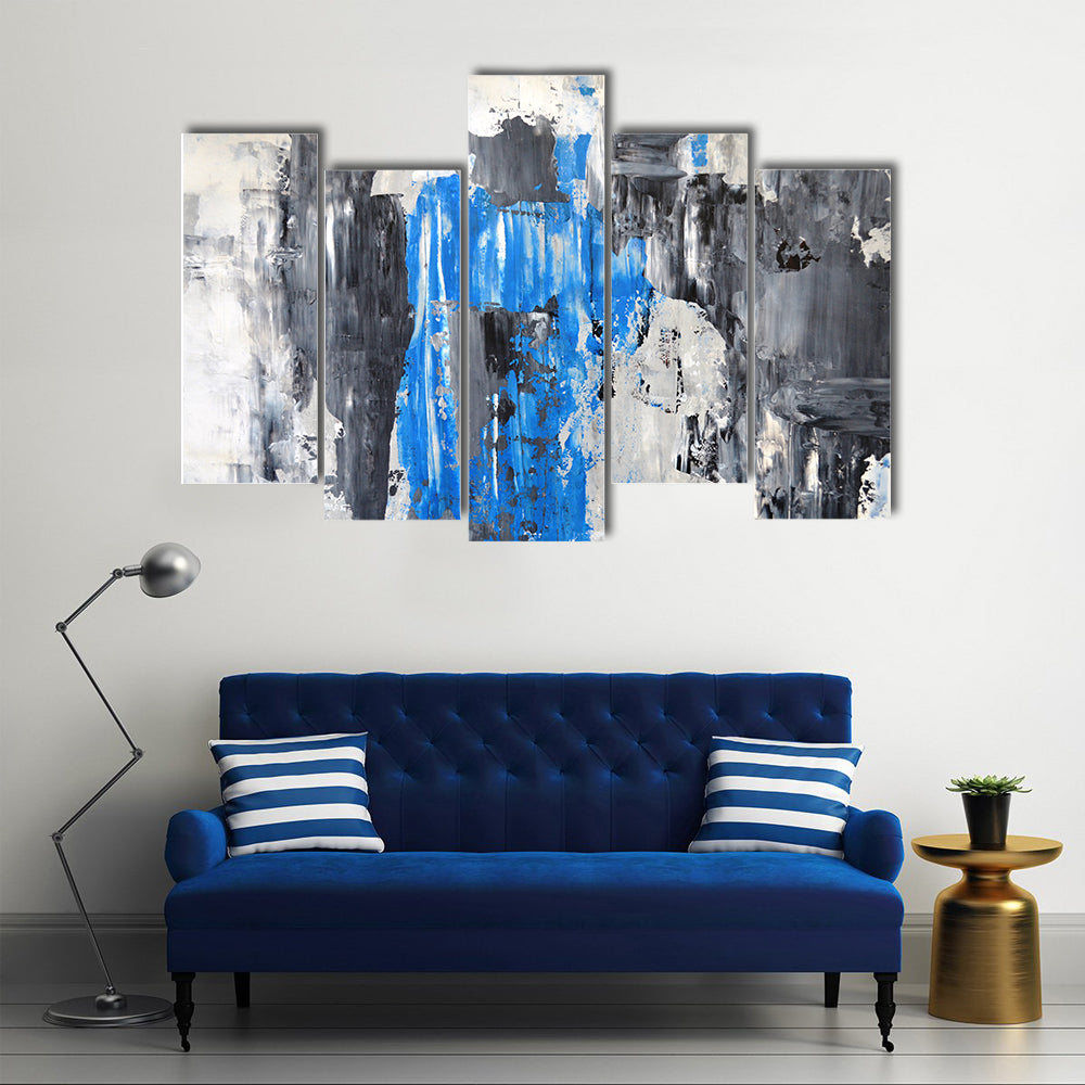 Blue Abstract with Palette Knife Texture Canvas Wall Art