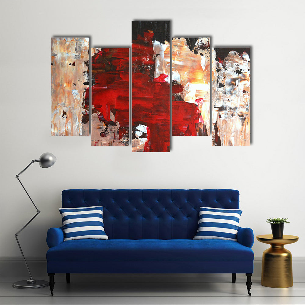 Bold Impasto Abstract in Red and Black Canvas Wall Art