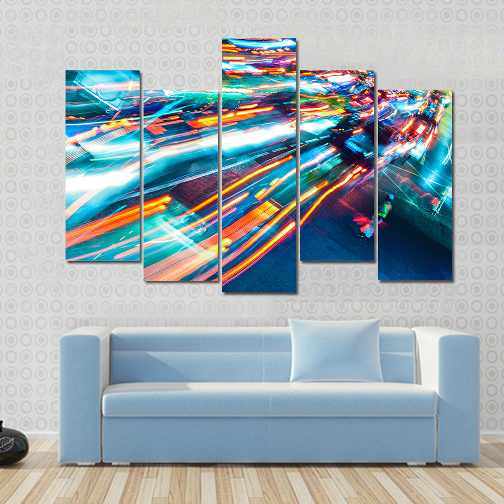 Car Lights Trails Canvas Wall Art