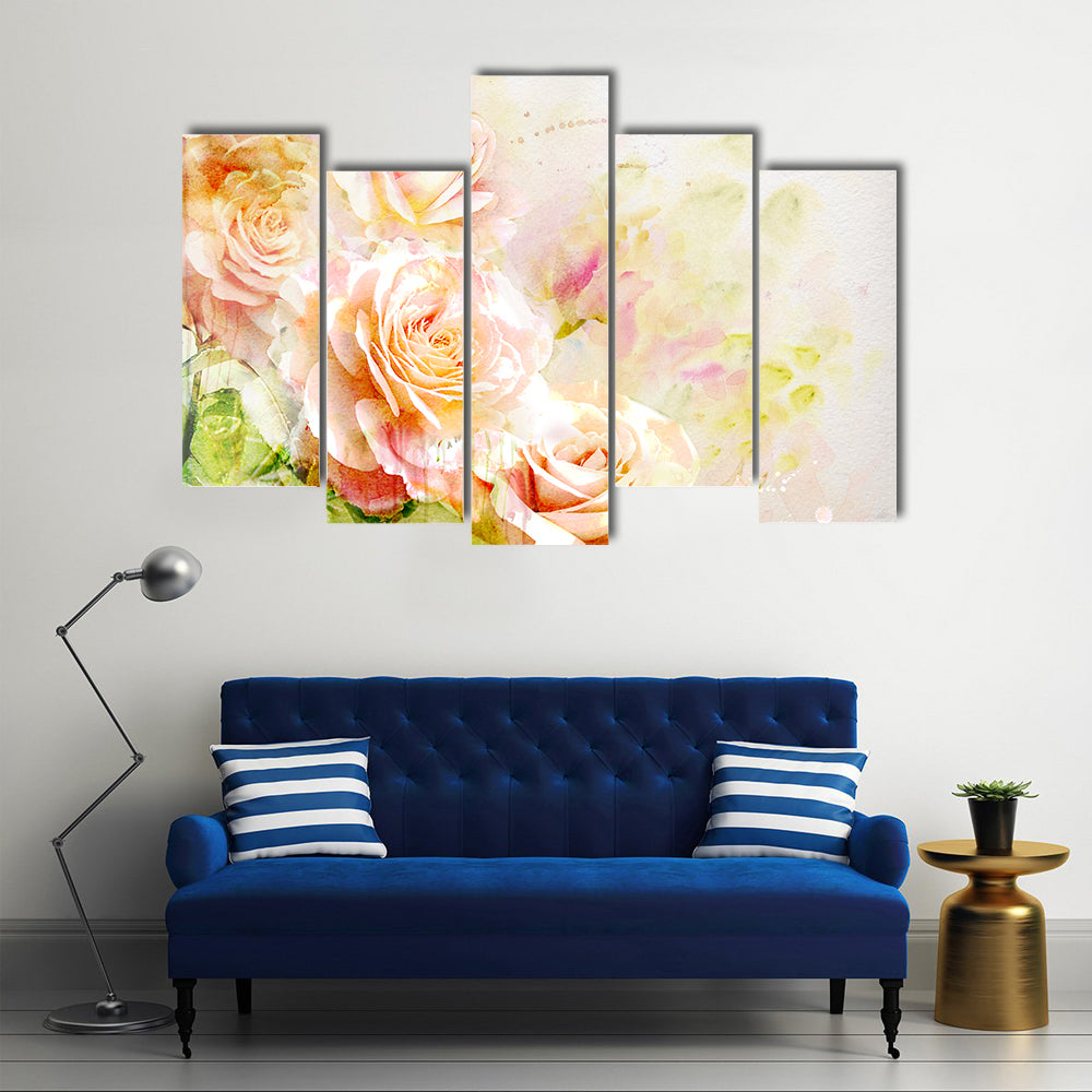 Soft Pastel Watercolor Roses Canvas Wall Art