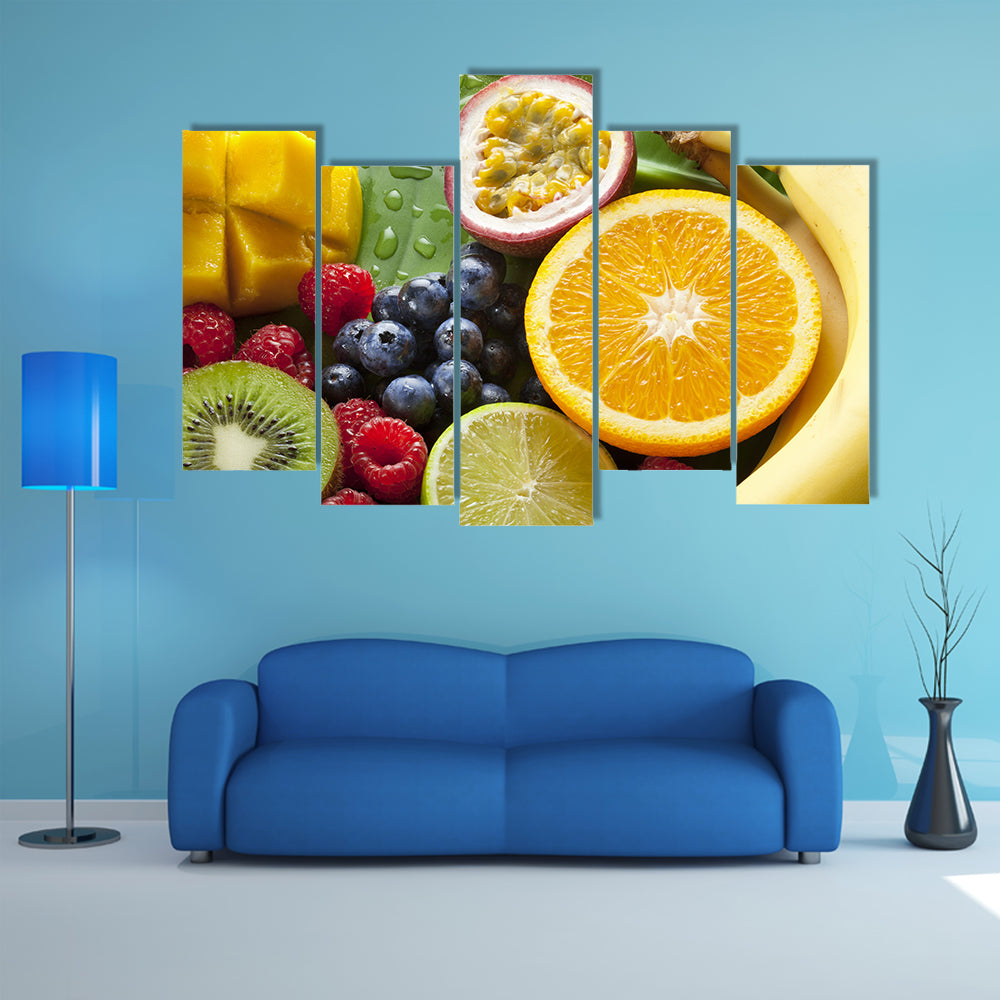 Fresh Tropical Fruit Still Life Canvas Wall Art