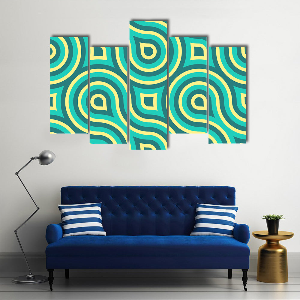 Retro Teal Geometric Pattern Canvas Wall Art