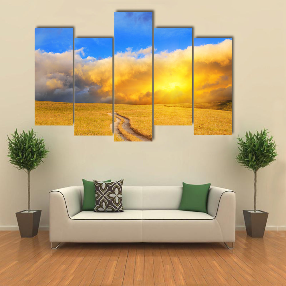 Sunrise Over the Meadow Canvas Wall Art