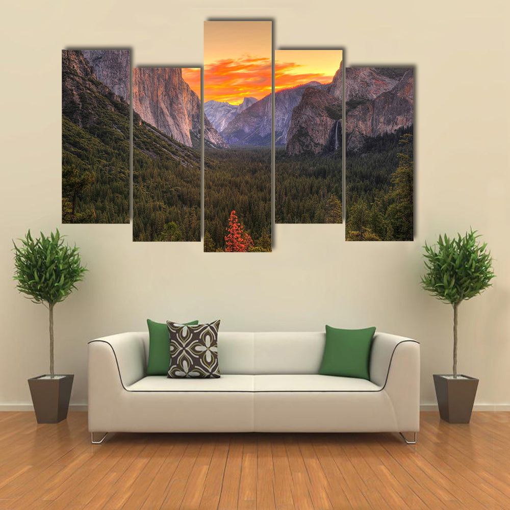 Yosemite Sunrise Over Granite Valley Canvas Wall Art