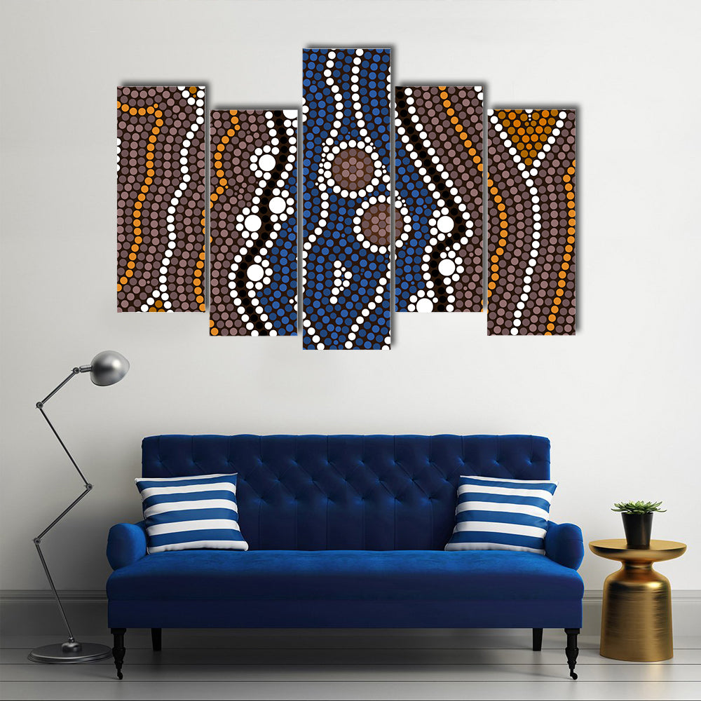 Indigenous Australian River Dot Painting Canvas Wall Art
