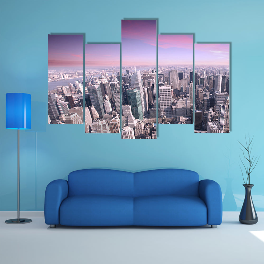 New York City Skyline at Sunset Canvas Wall Art