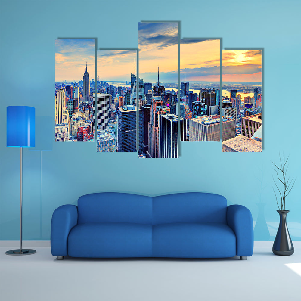 New York City Skyline at Dusk Canvas Wall Art