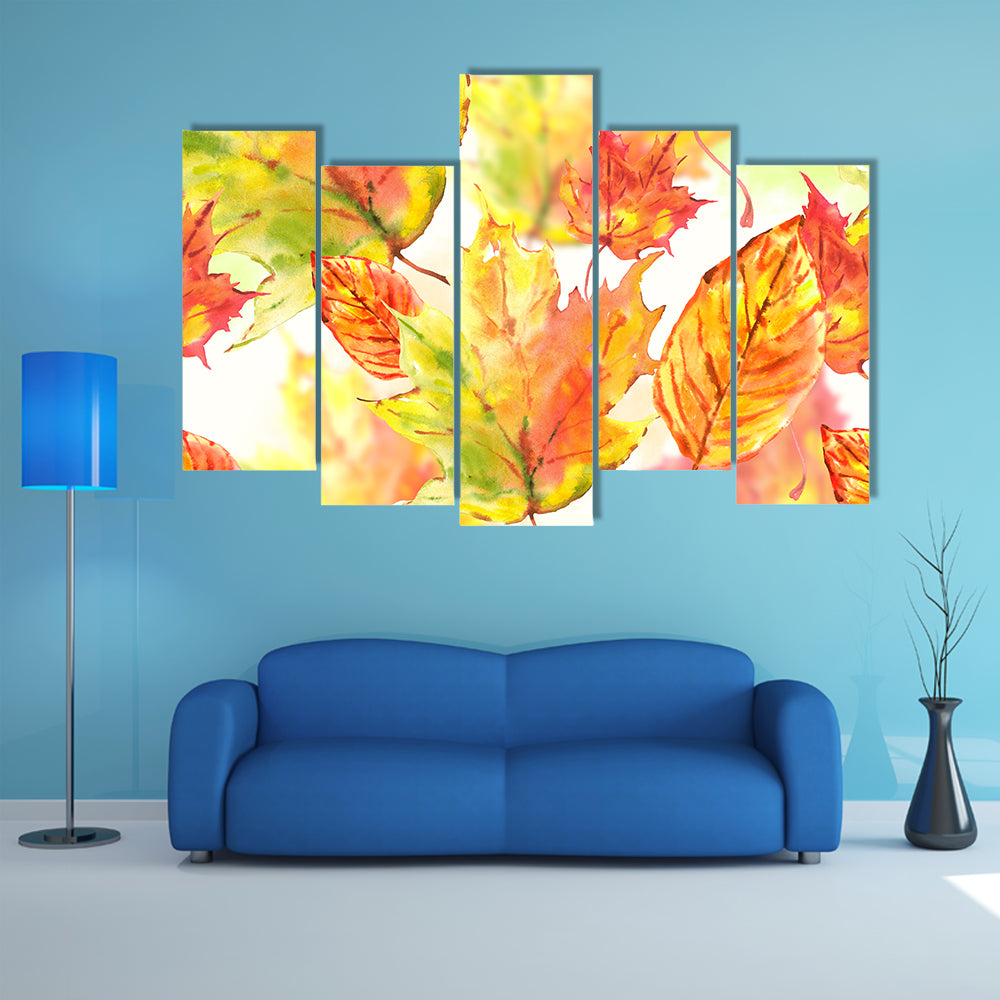 Watercolor Autumn Leaves Canvas Wall Art