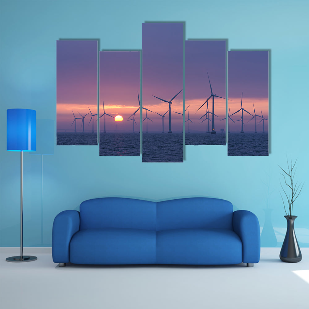 Lillgrund Offshore Wind Farm At Daybrake Canvas Wall Art