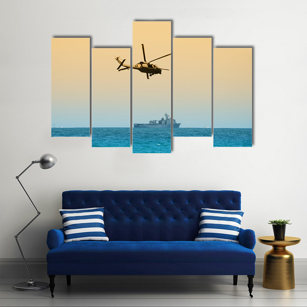 Military Helicopter On Patrol Canvas Wall Art