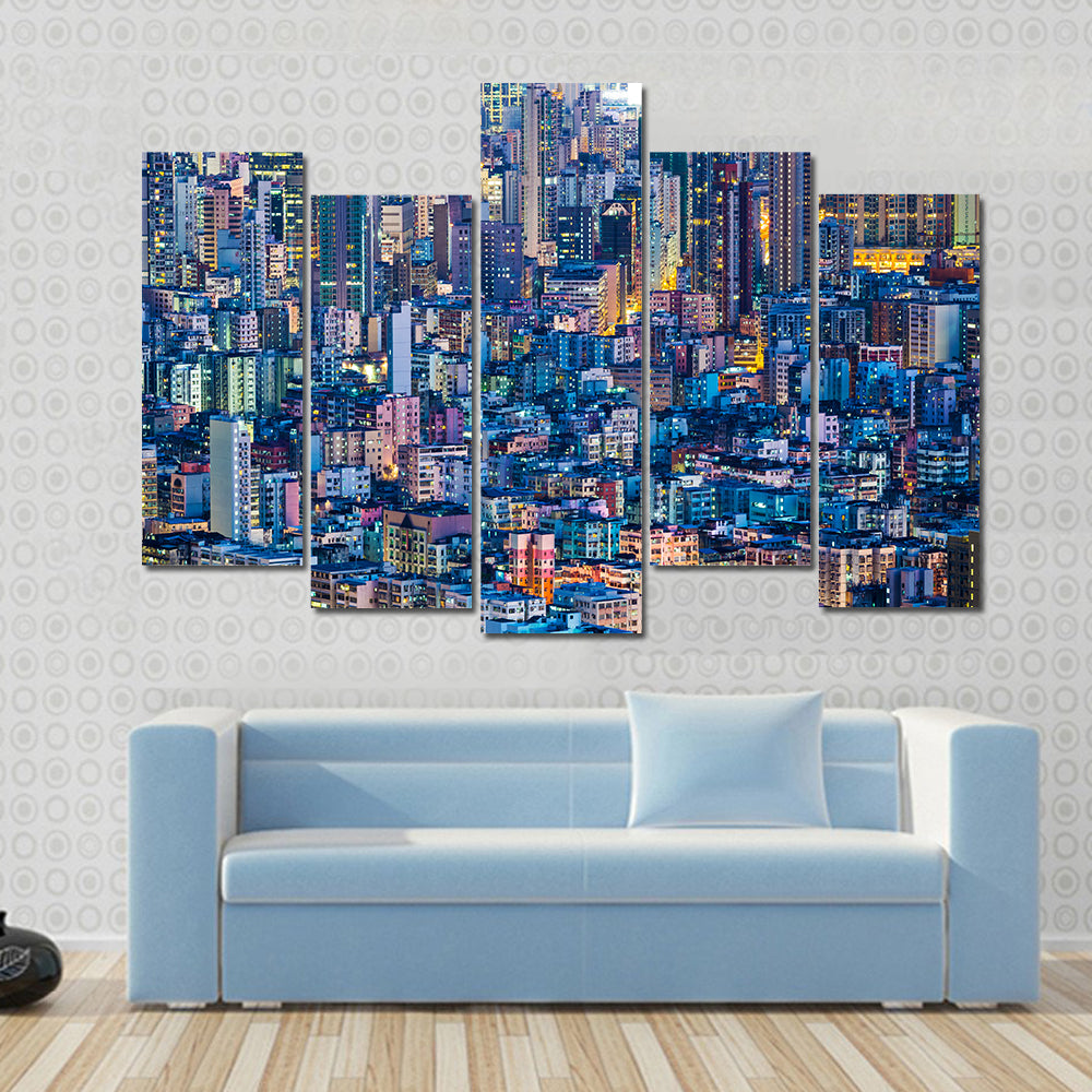 Hong Kong At Night Canvas Wall Art