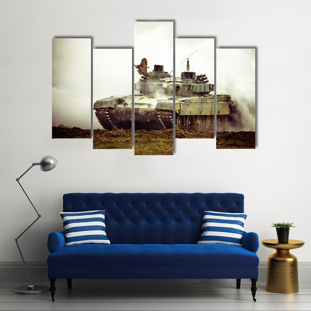 Military Tank On War Canvas Wall Art