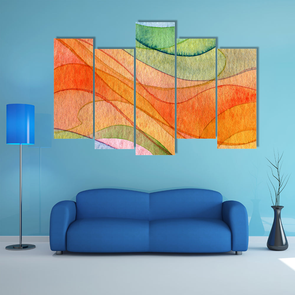 Colorful Watercolor Wave Abstract Canvas Wall Art