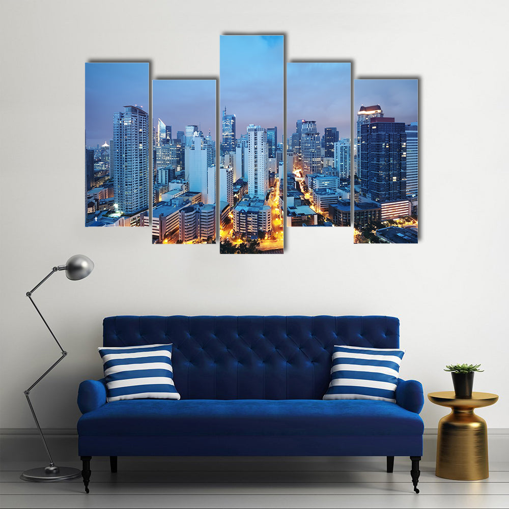 Manila Skyline at Twilight Canvas Wall Art
