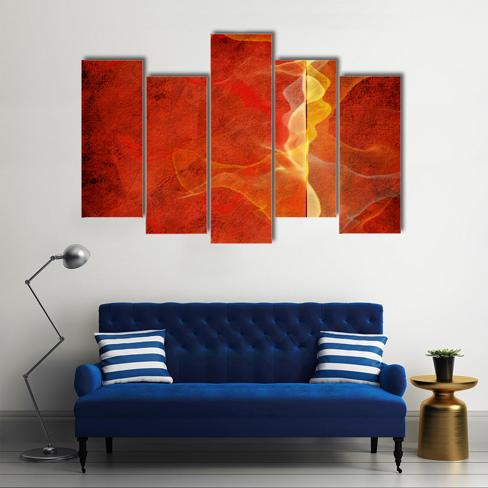 Fiery Marble Abstract in Red and Gold Canvas Wall Art