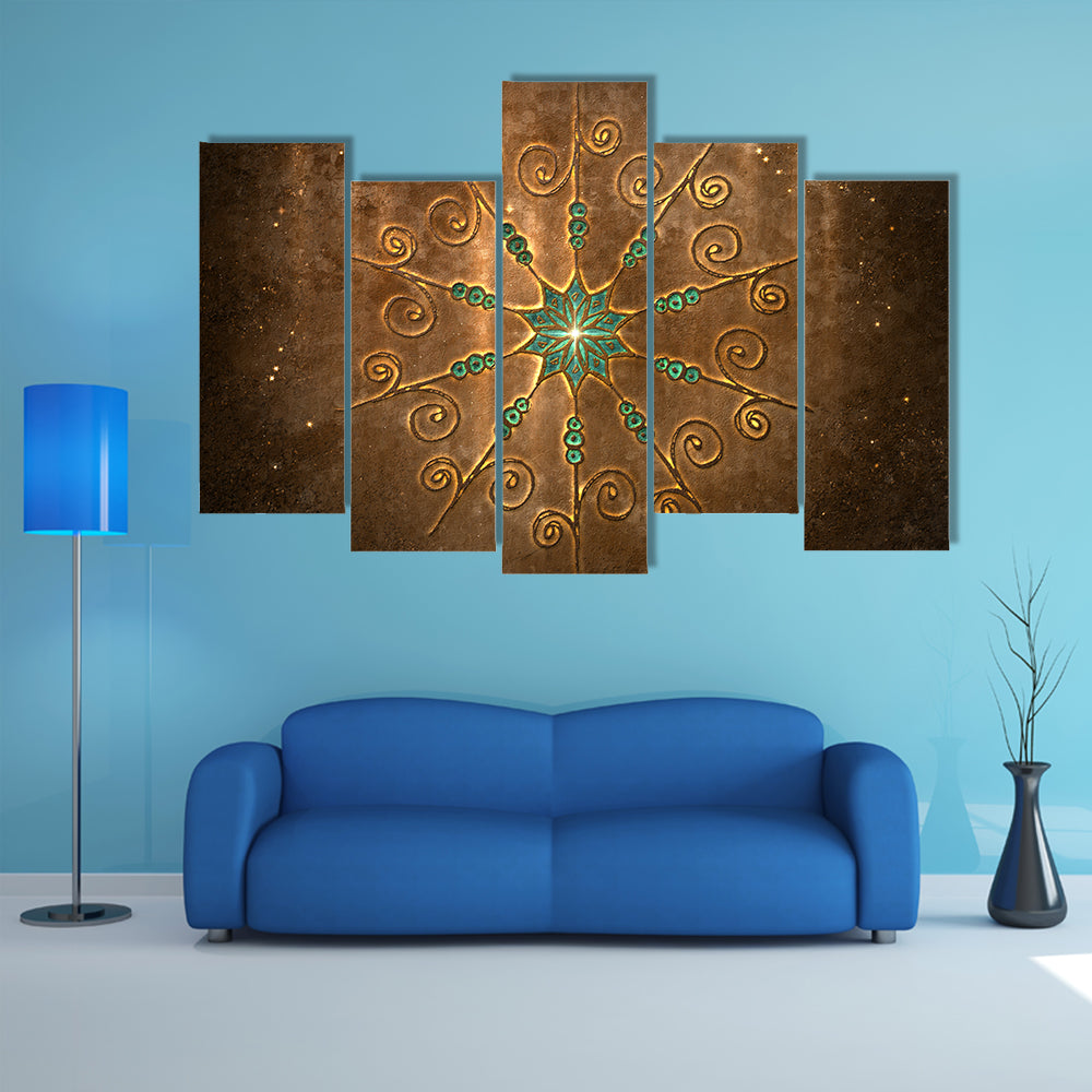Fabric Style Mandala Canvas Wall Art