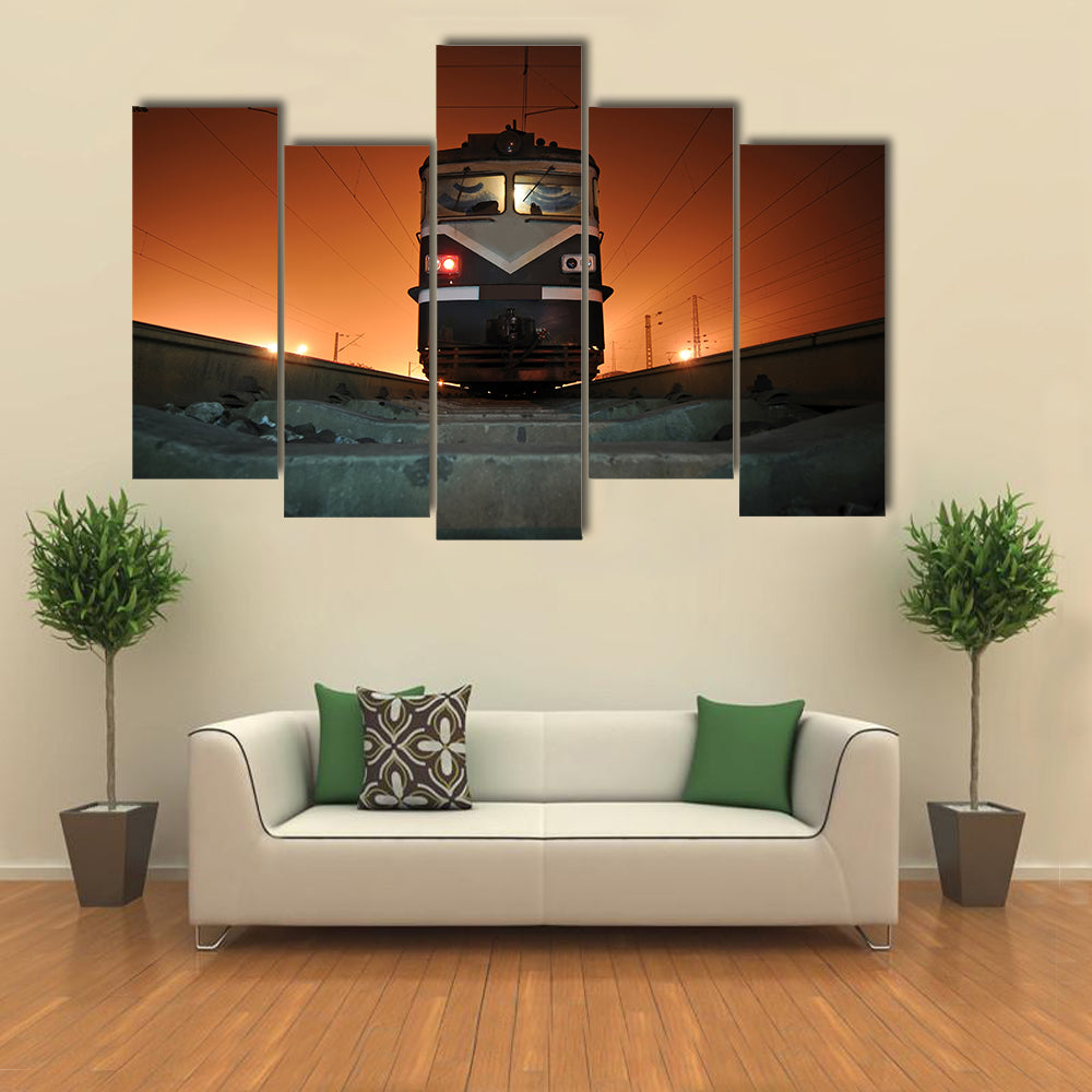 Chinese Electric Train at Night Canvas Wall Art