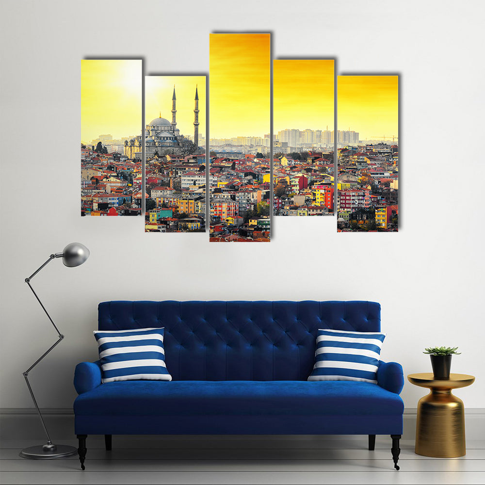 Mosque Suleymaniye At Sunset In Istanbul Canvas Wall Art