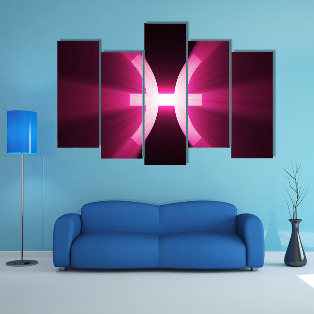 Glowing Pisces Zodiac Symbol Canvas Wall Art