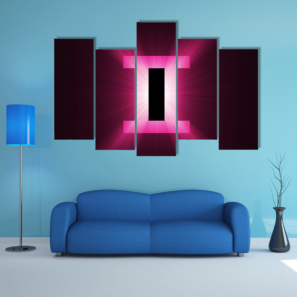 Glowing Gemini Zodiac Symbol Canvas Wall Art